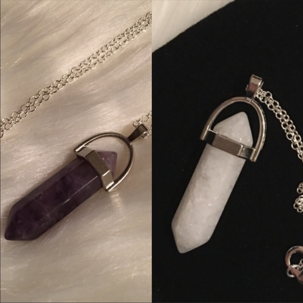 2 for $20 crystal stone pendant necklaces - Picture 3 of 8